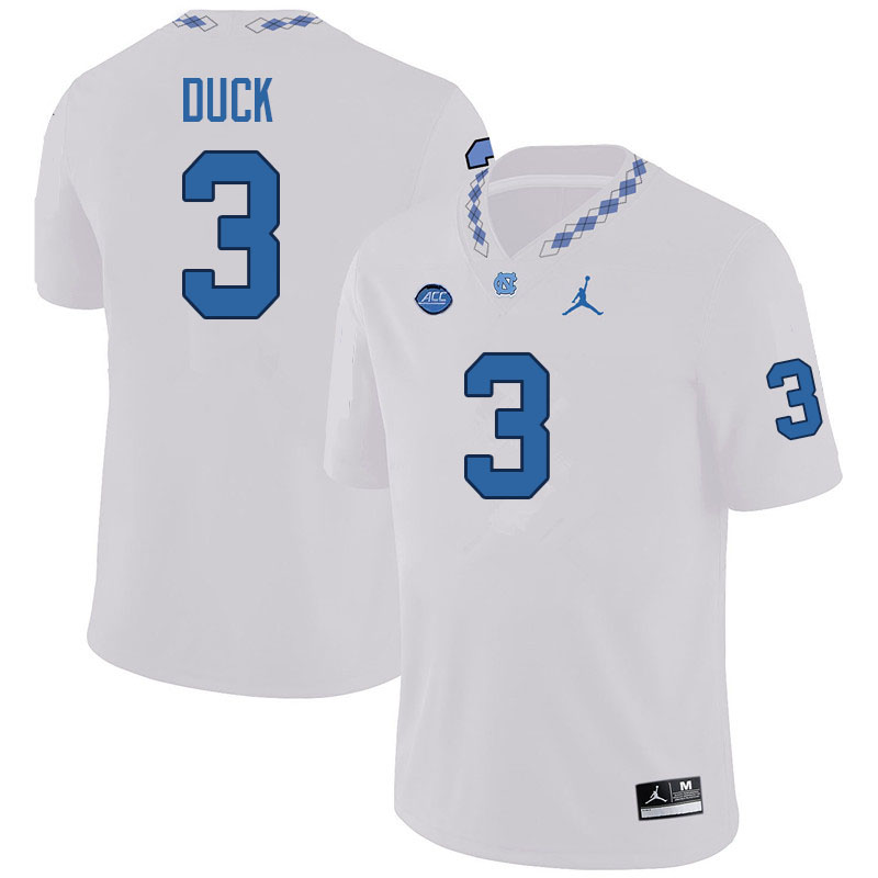 Men #3 Storm Duck North Carolina Tar Heels College Football Jerseys Sale-White